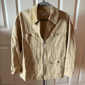 LOFT Lightweight Zip-Front Canvas Jacket in Tan